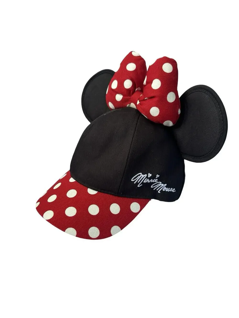 Disney Parks‎ Minnie Mouse Ears Youth Snapback Hat Red Polka Dot